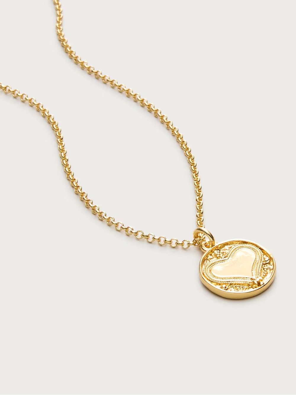 J. Crew Gold Heart Medallion Pendant Necklace